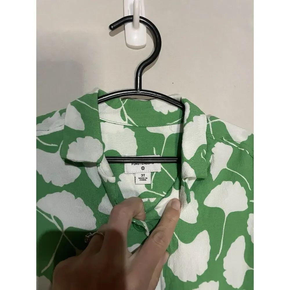 Diane von Furstenberg for Target Green White Ginkgo‎ Leaf Jumpsuit 3t